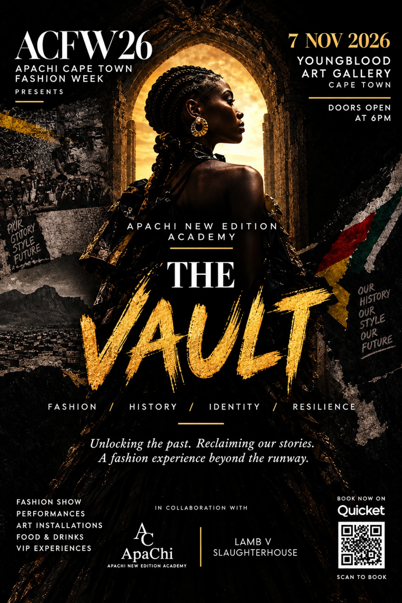The Vault fashion show Cape Town poster for ApaChi Fashion Week at Youngblood Art Gallery, 7 November 2026